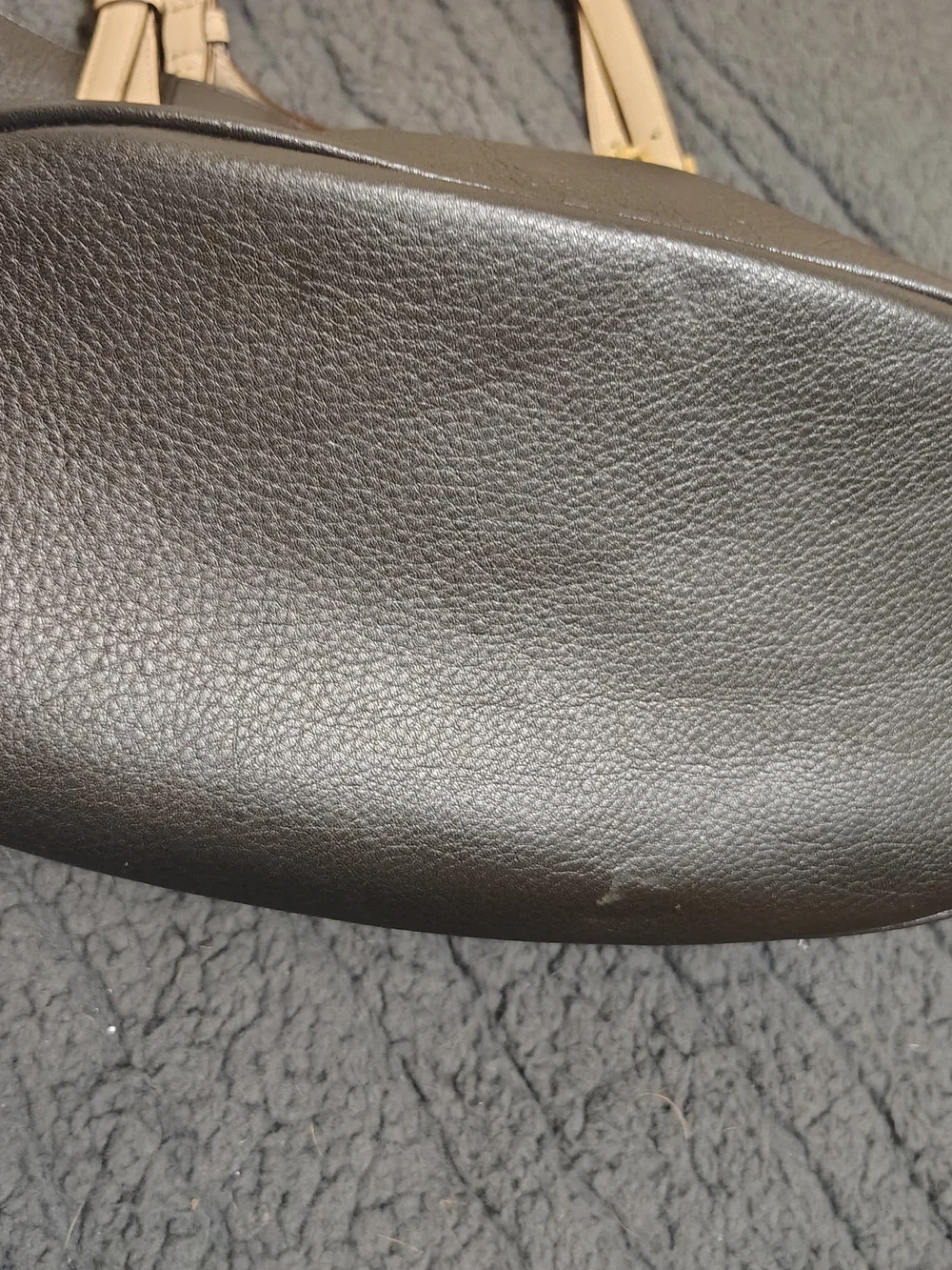 Michael Kors Black Leather Tote with Beige Straps